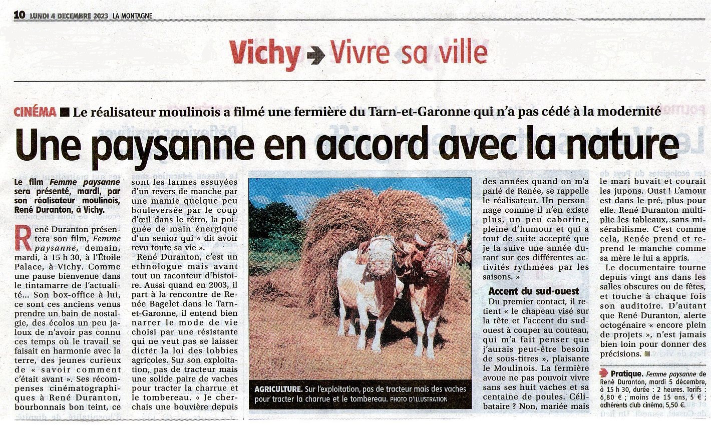 Article de presse Femme paysanne