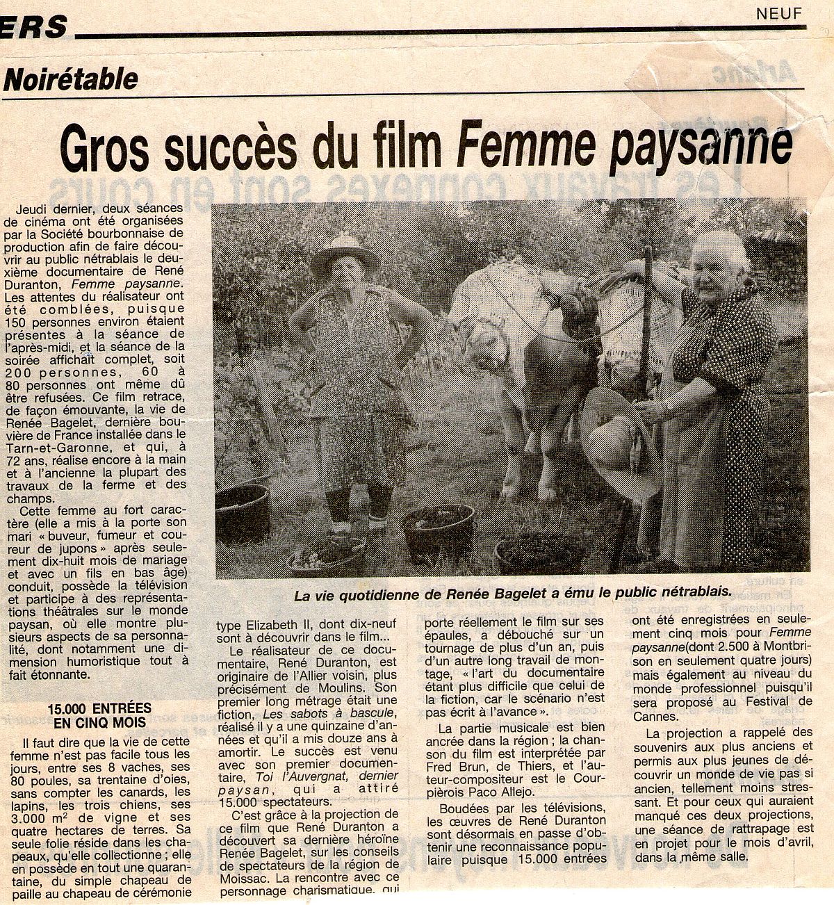Article de presse Femme Paysanne
