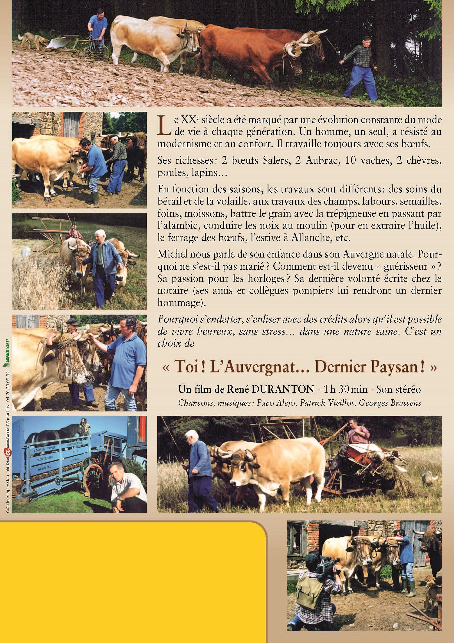 Toi l'Auvergnat dernier paysan